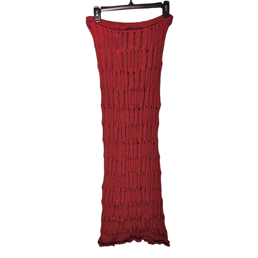 Maroon‎ Knit Tube Midi Dress Women's Size Large Stretchy Festival Beach Unique